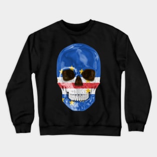 Cape Verde Flag Skull - Gift for Cape Verdean With Roots From Cape Verde Crewneck Sweatshirt